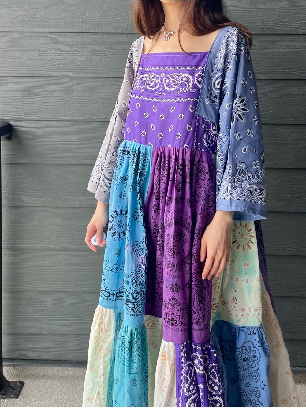 The Periwinkle Meadow | Handmade Voluminous Bandana Dress SKU 06263 - Picture 7 of 16